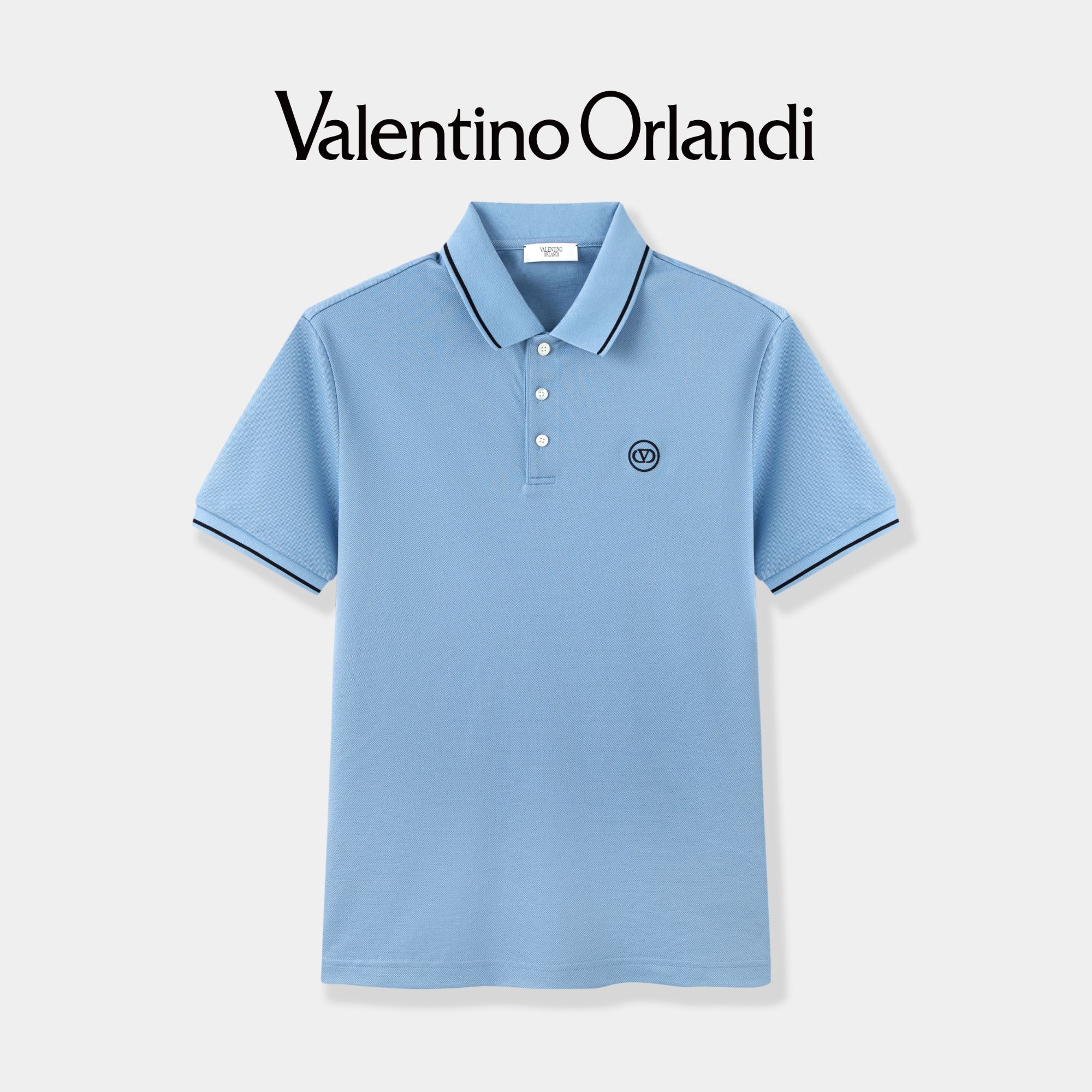 Valentino orlandi男士夏季时尚百搭胸口刺绣小标短袖polo衫