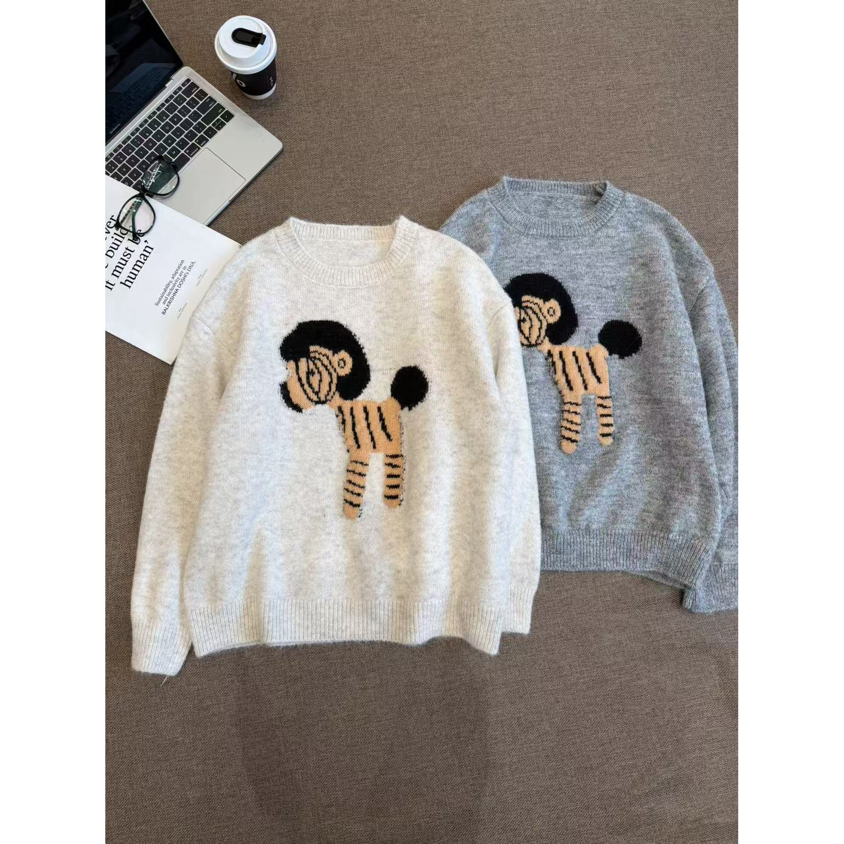 【条纹小马羊毛毛衣】冬日新款！圆领休闲百搭条纹小马毛衣317