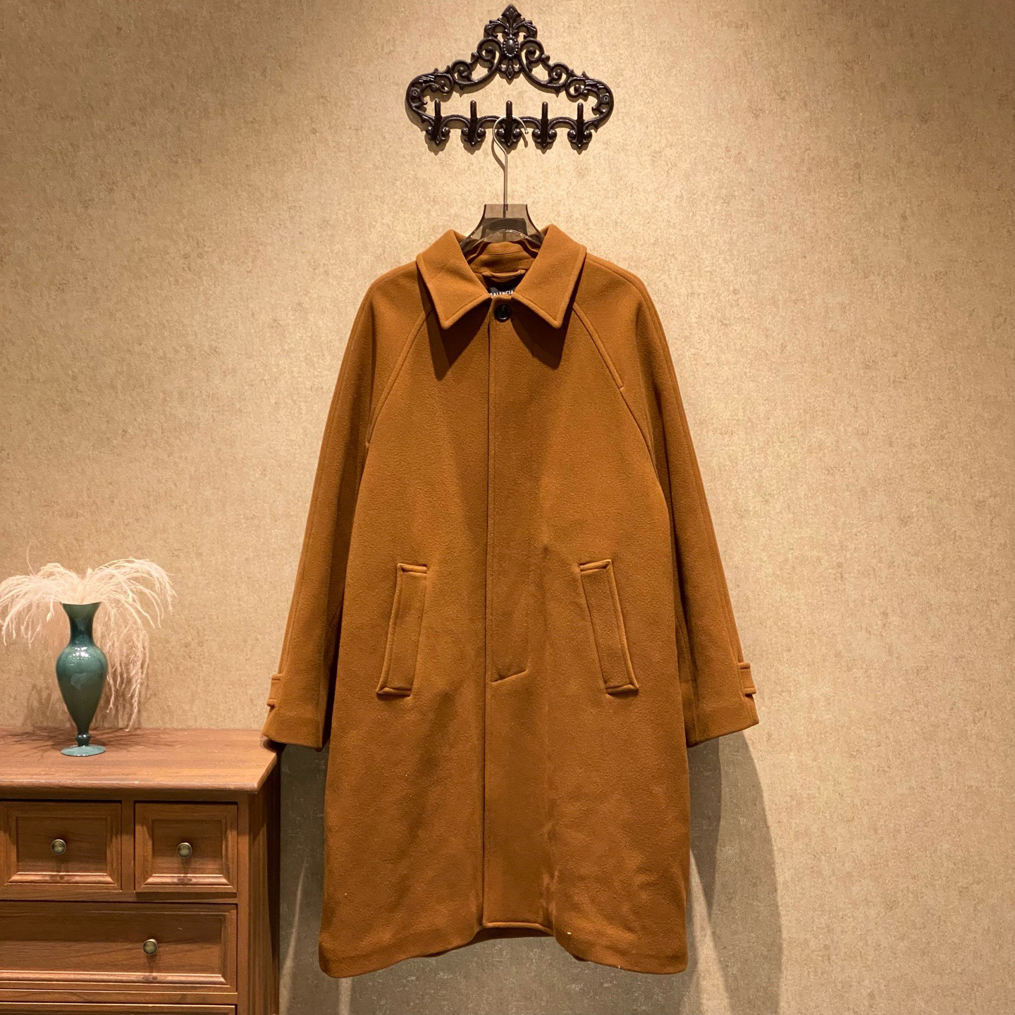99新 Balenciaga/巴黎世家 Balenciaga红棕色羊毛大衣/48码/35158