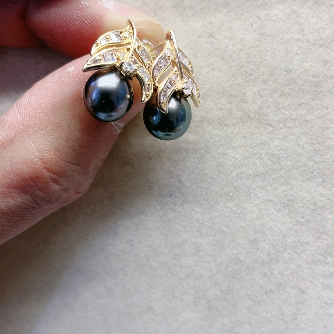 海水珍珠耳饰银S925镶嵌