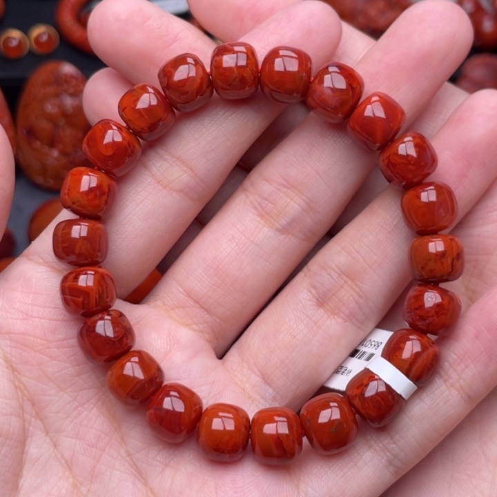 南红玛瑙未镶嵌珠宝奇石单圈10mm