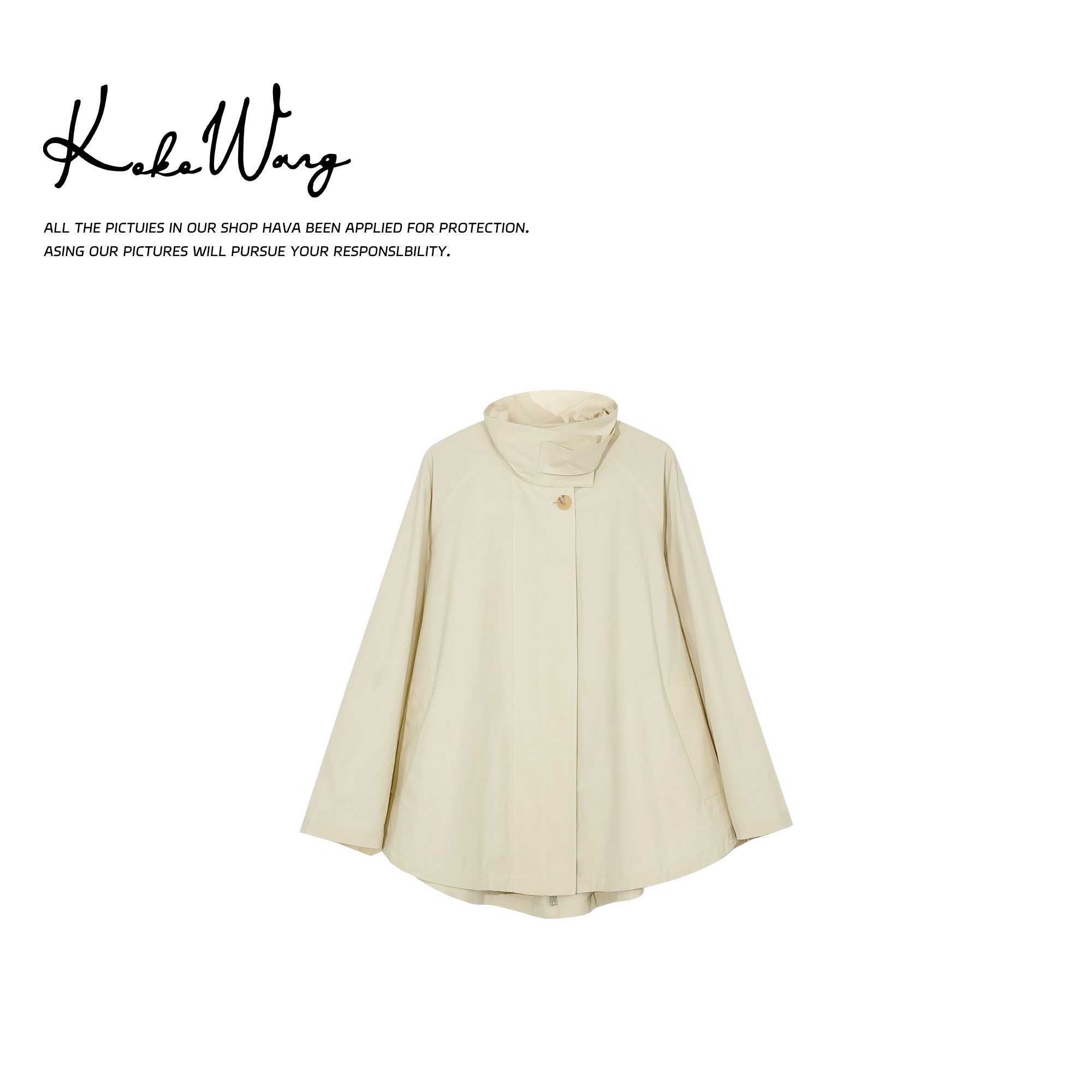 KOKO WANG春夏户外出游时尚气质薄款宽松短风衣外套470685B28W42