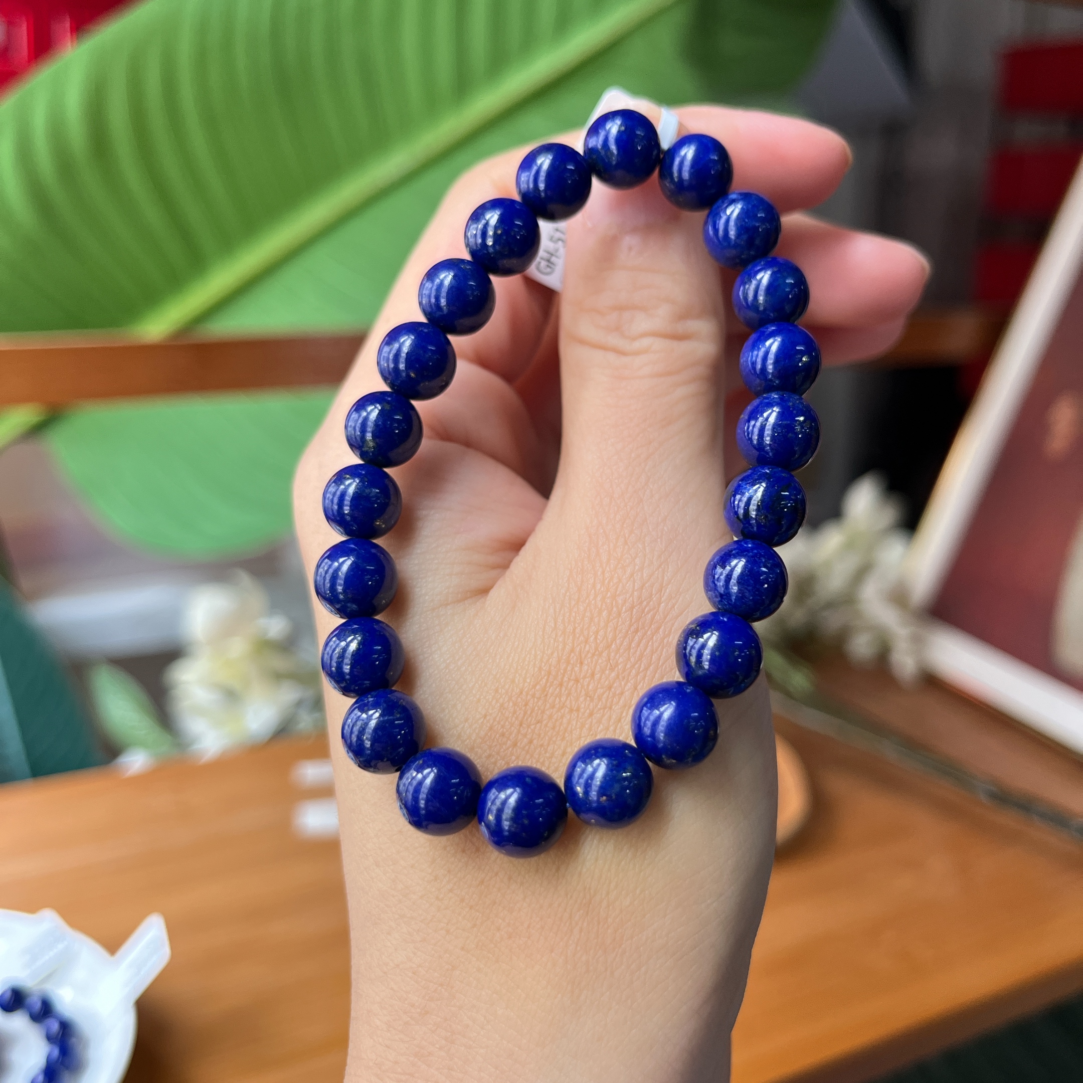 【珠宝厂长】约8mm青金石圆珠单圈手串