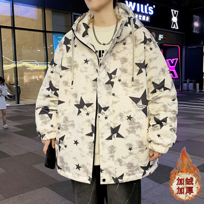 秋冬季新款青少年外套加绒加厚百搭学生帅气休闲夹克宽松男潮流