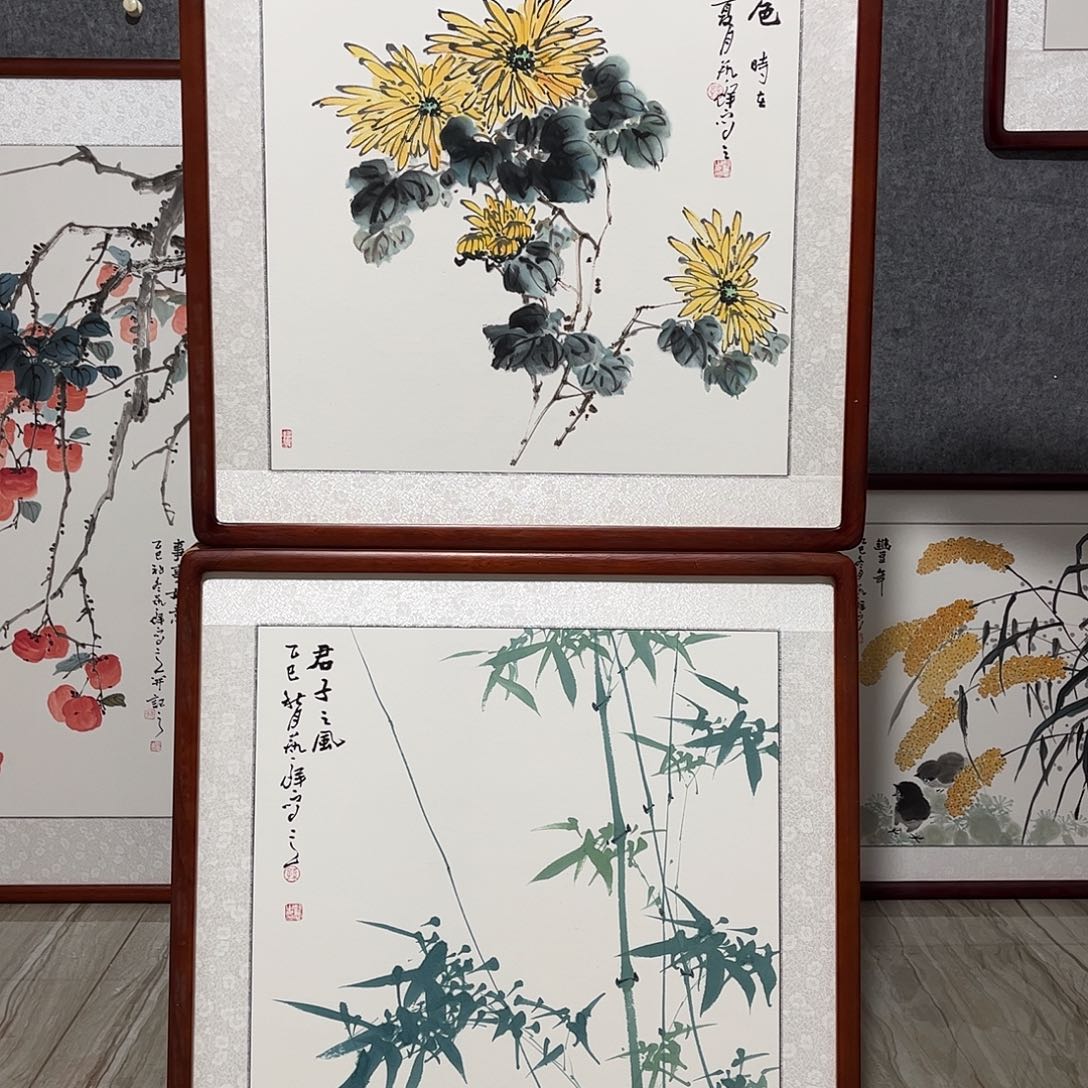 国画书画作品带框63×63