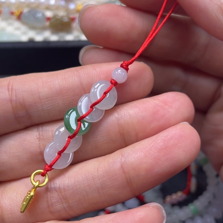 翡翠未镶嵌手绳手机挂