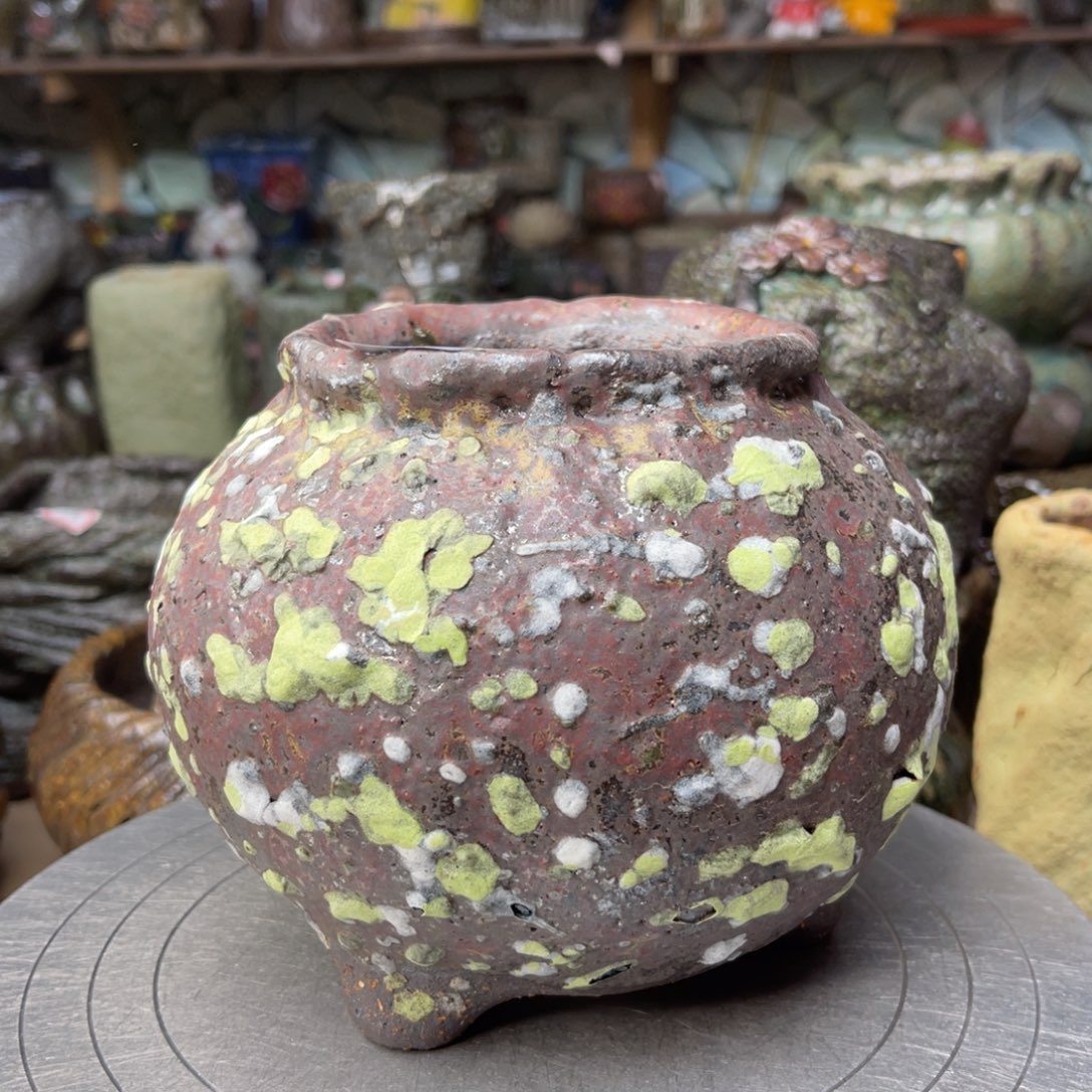 红陶粗砂陶手工花盆