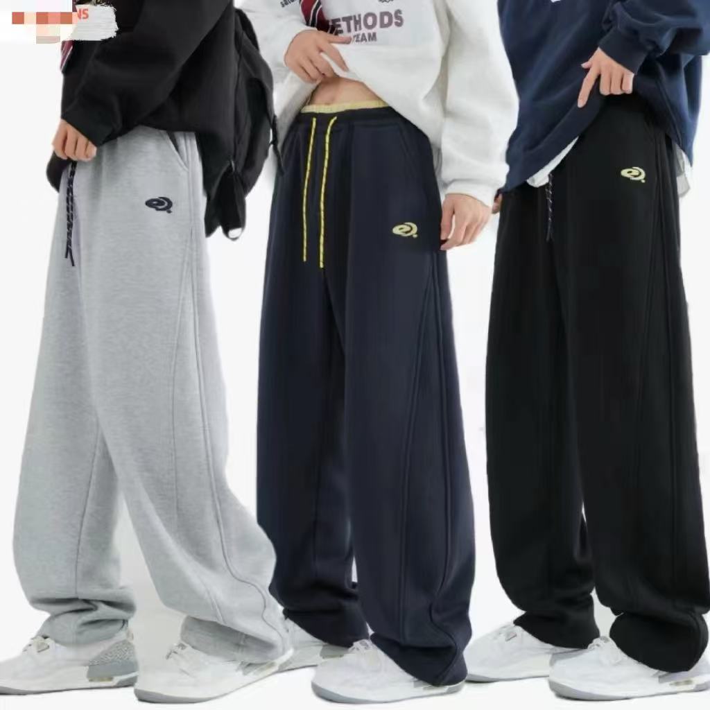 弯刀裤裤子灰色学生冬季宽松显瘦一裤两穿阔腿直筒裤休闲裤舒适