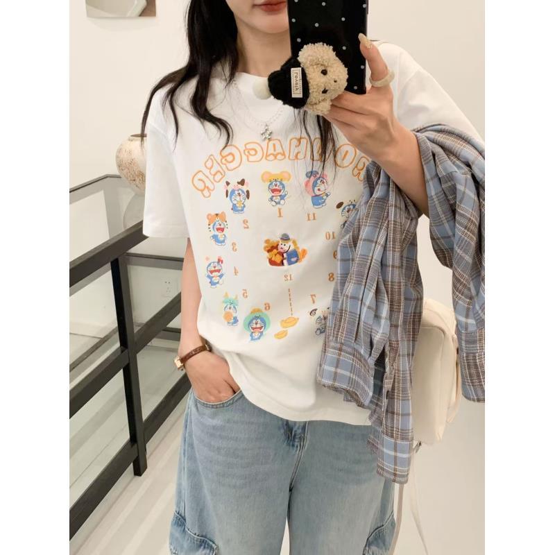 小慧 童趣卡通印花刺绣十二生肖圆领短袖T恤KI43