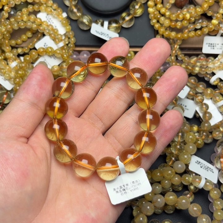 漠***漠黄晶手串未镶嵌黄水晶14mm