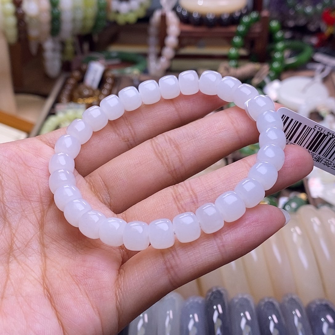 和田玉未镶嵌颈饰新疆羊脂白玉直切手链8m