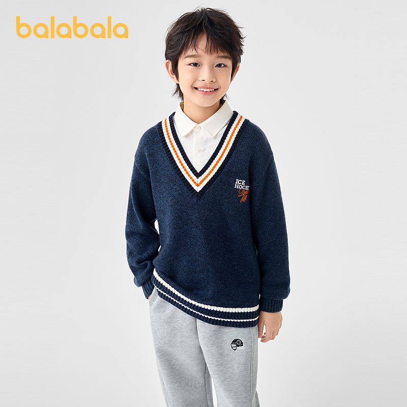 巴拉巴拉童装儿童毛衣男童冬装含羊毛衫假两件线衣百搭时尚上衣