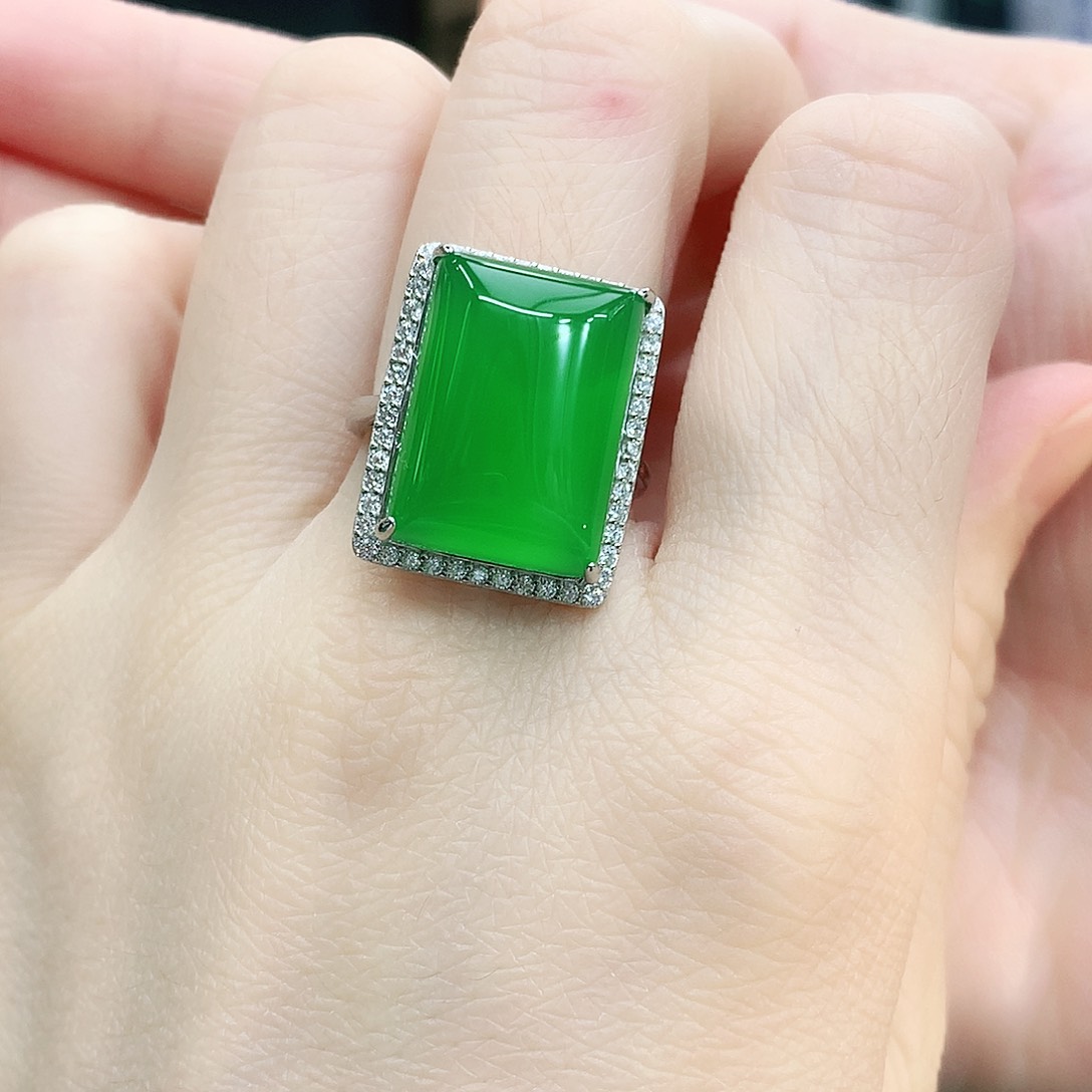 银S925镶嵌戒指玛瑙/玉髓用****4