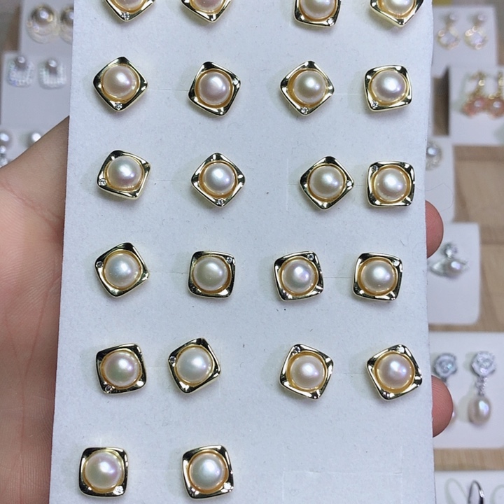 淡水珍珠耳饰银S925镶嵌