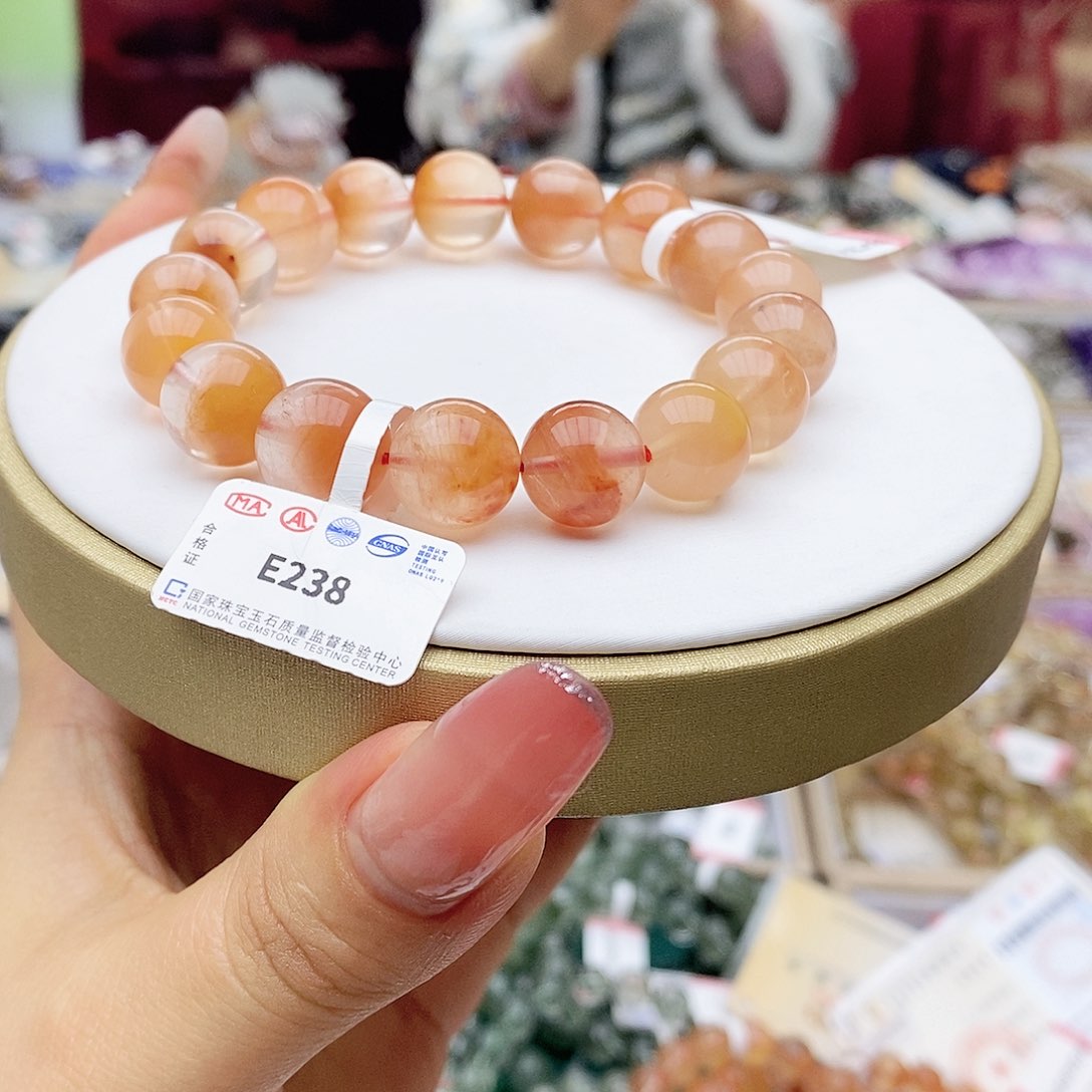 水晶手链未镶嵌E238红兔毛聚宝盆12m