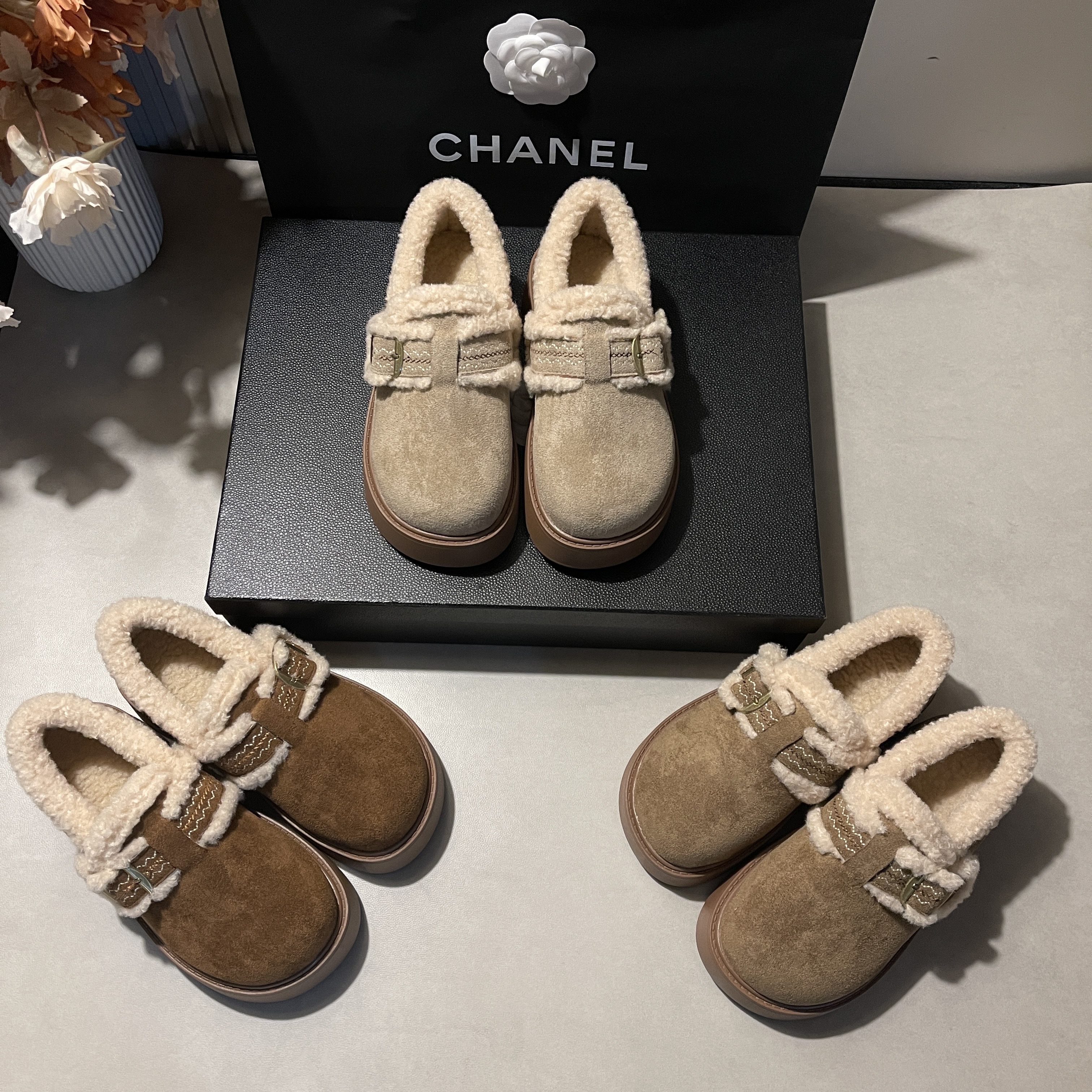 2025冬季新款一字带扣精致舒适加绒加厚保暖爆款外穿勃肯女鞋-5CM