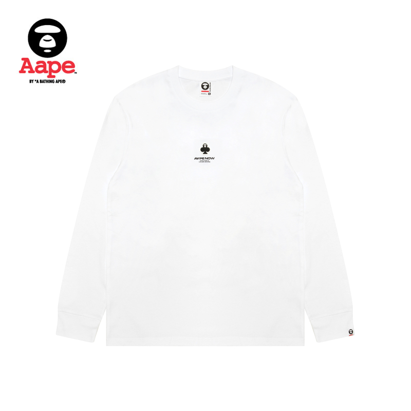 Aape旗舰店男装25秋冬扑克徽章休闲简约潮流长袖T恤1716XXP