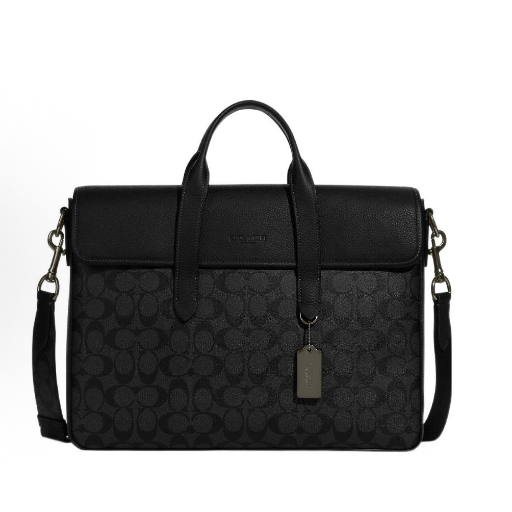99新 COACH/蔻驰 COACH蔻驰 Sullivan 39老花翻盖手提公文包 G058