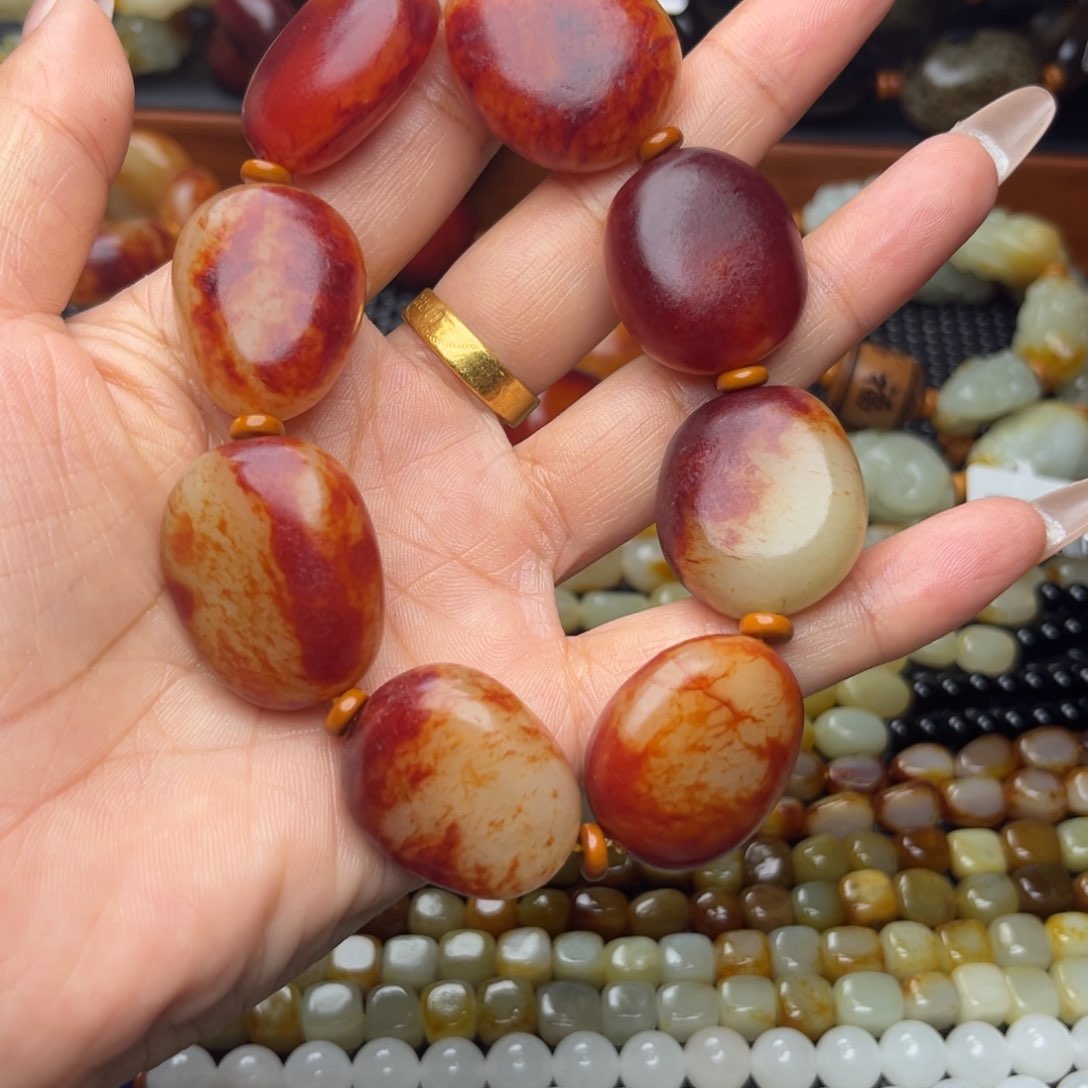 西***艺手链未镶嵌和田玉（糖玉）