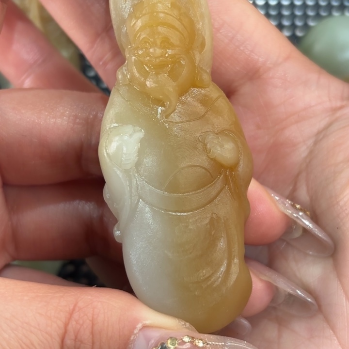 和田玉财神手把未镶嵌