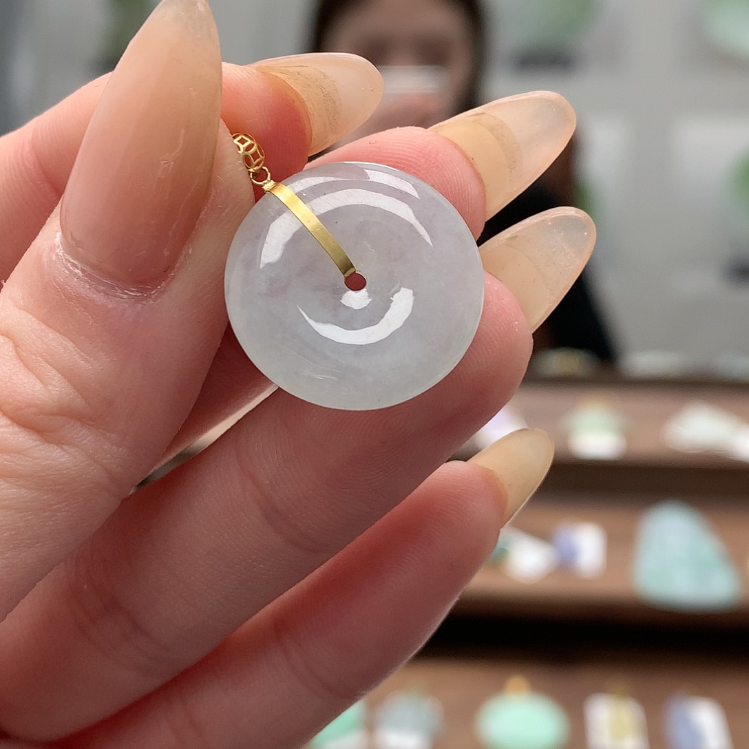 翡翠吊坠(不含链)18K金镶嵌