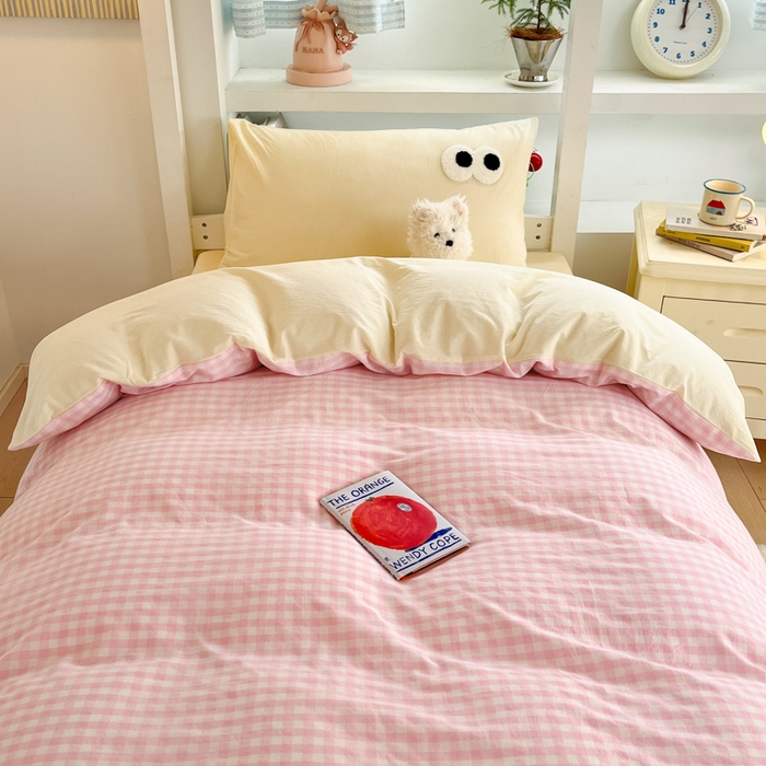 A类Ins风亲肤色织水洗棉可爱少女四件套学生宿舍三件套