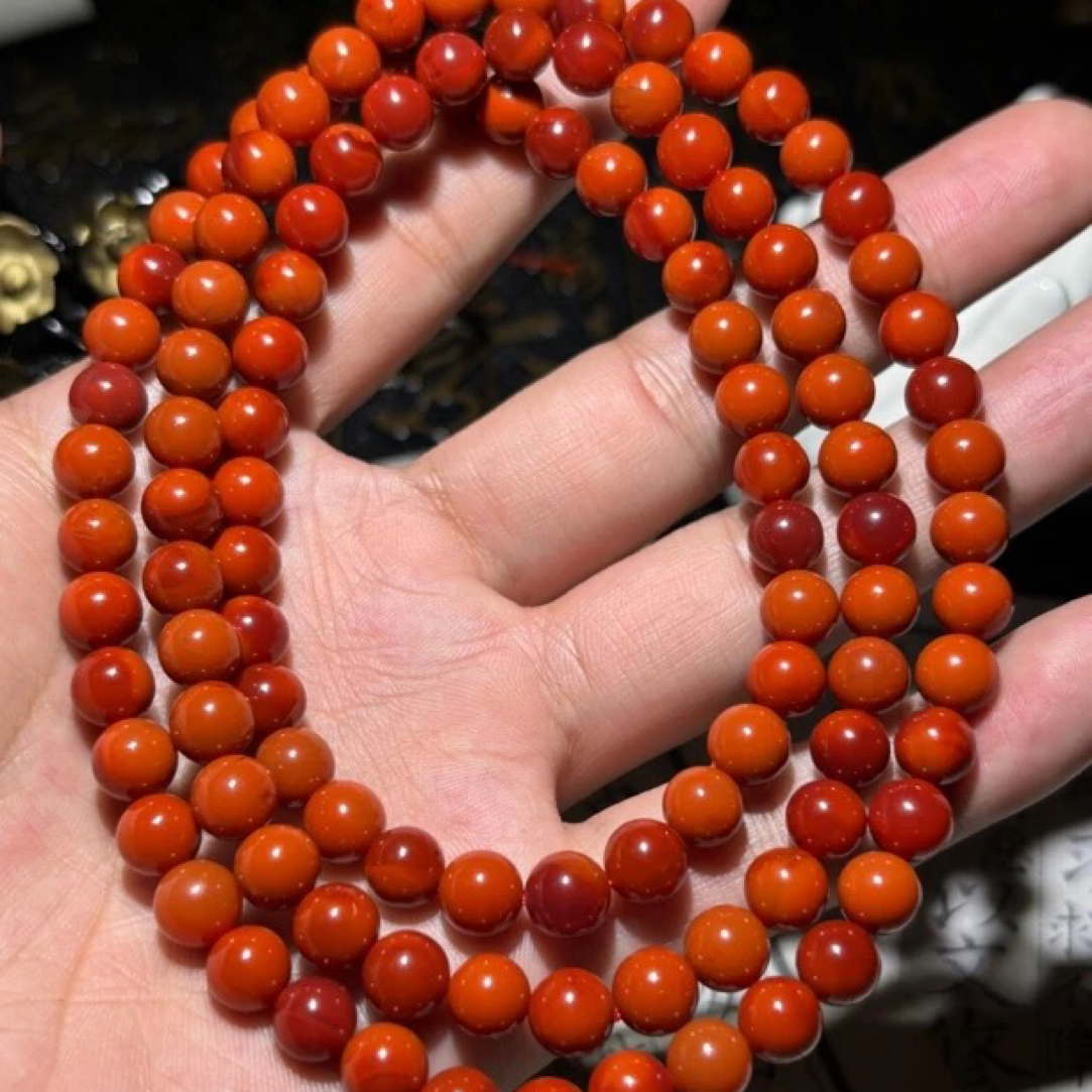7.5瓦西全品原矿柿子红满色满肉108佛珠