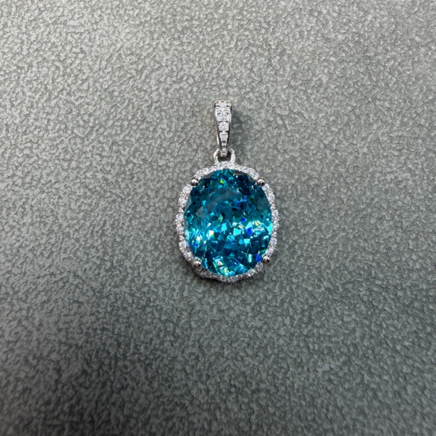 坠链均925银 高订典藏鸽子蛋帕拉伊巴吊坠带链S925银镀金女神经典