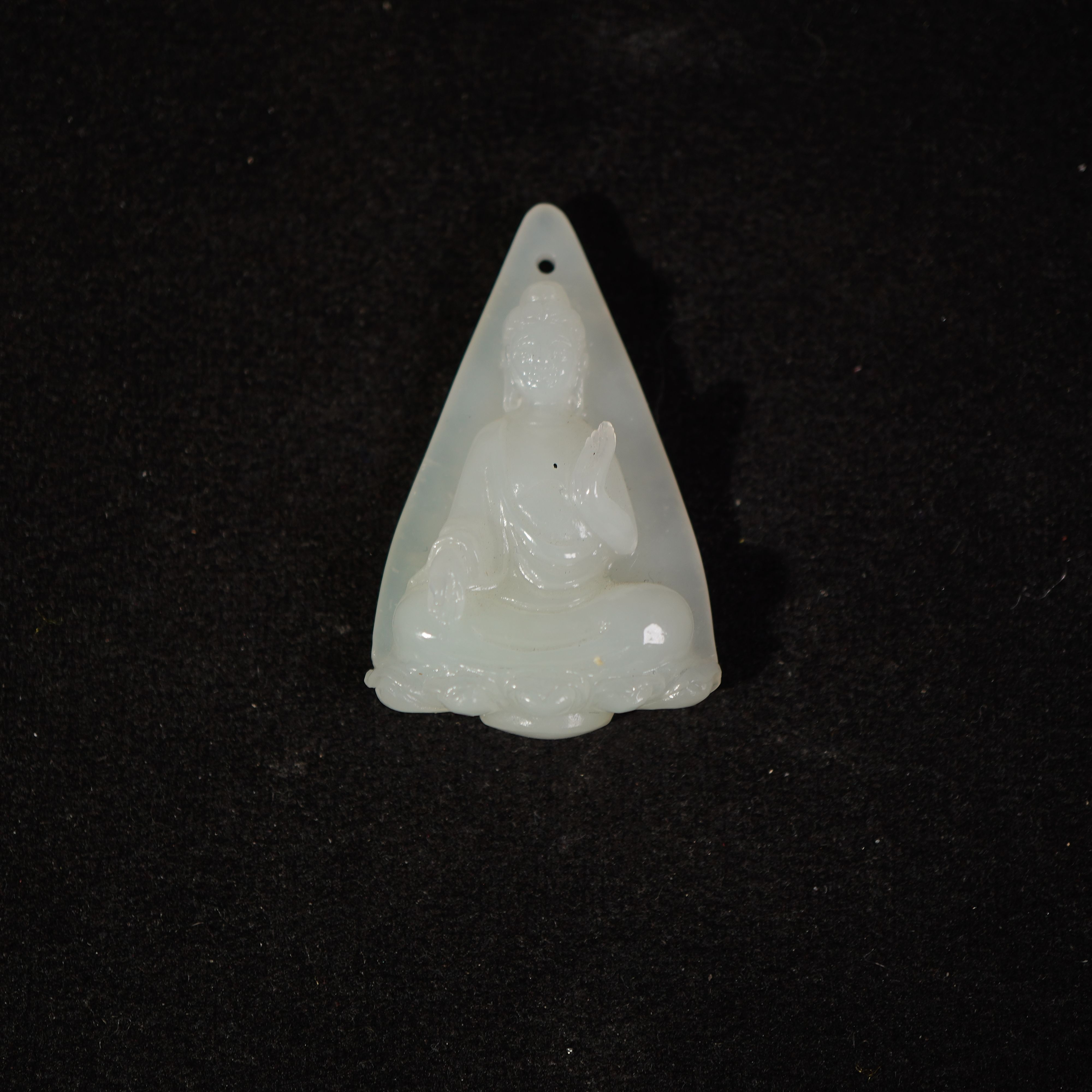 9O16   清  和田玉观音吊坠