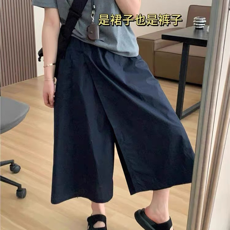 工装阔腿裤裙 夏季新款宽松休闲百搭高腰显瘦半身裙中长裙裤 691