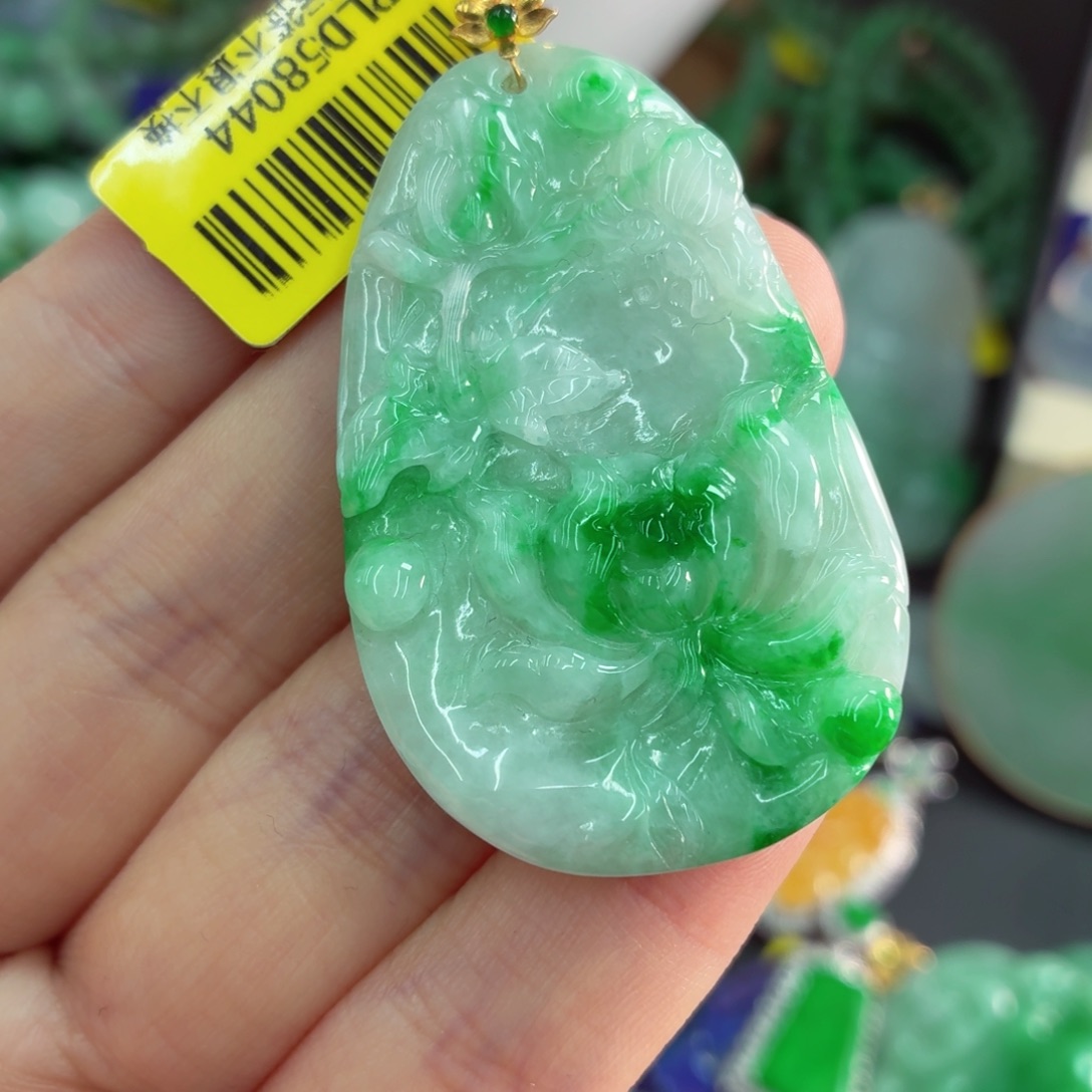 翡翠18K金镶嵌吊坠(不含链)