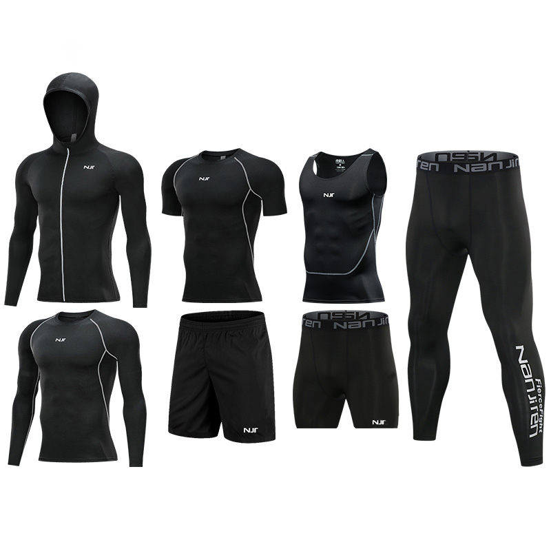 健身套装男速干衣跑步服运动大码篮球训练四季通用打底7A抗菌商品图