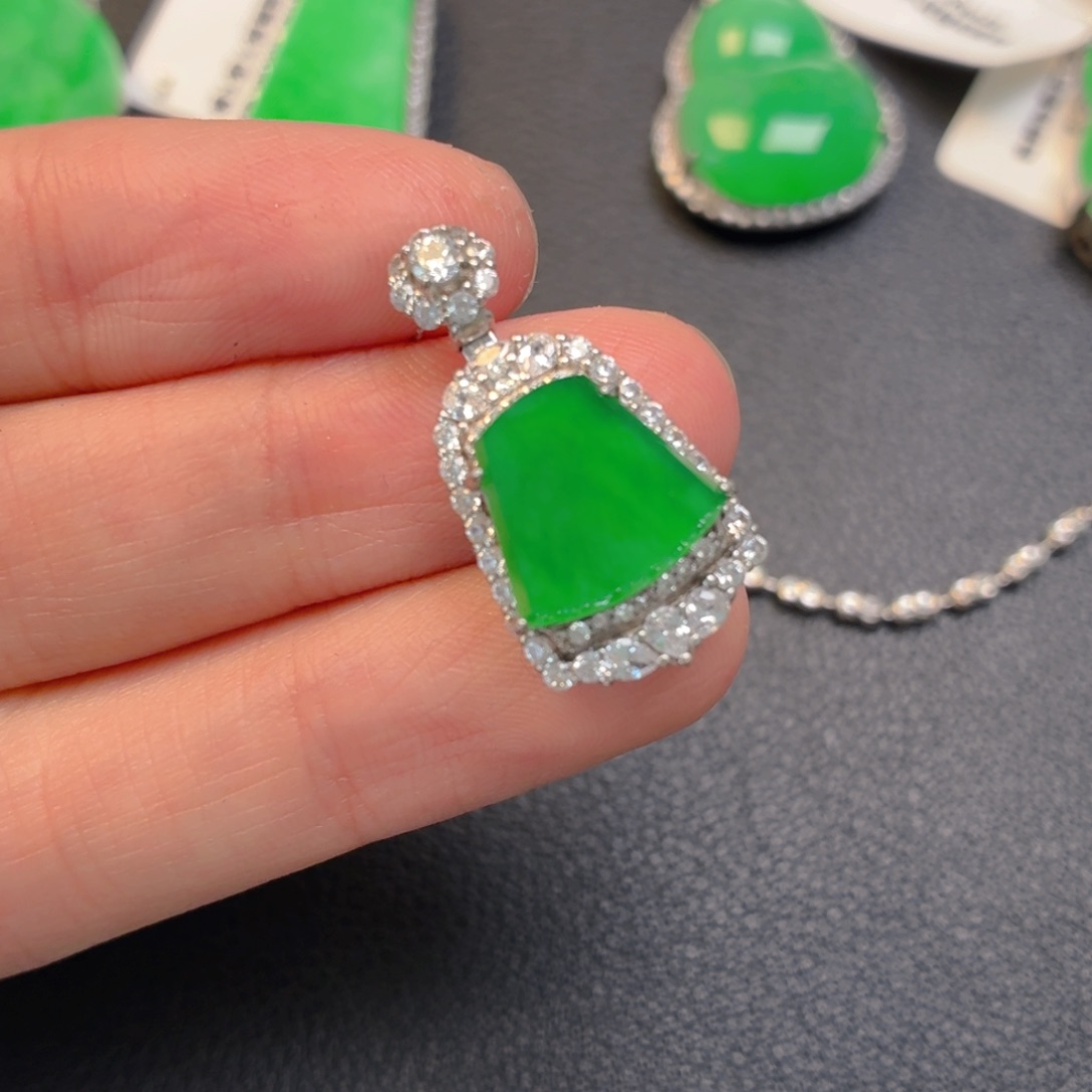 『***』翡翠银S925镶嵌吊坠(不含链)