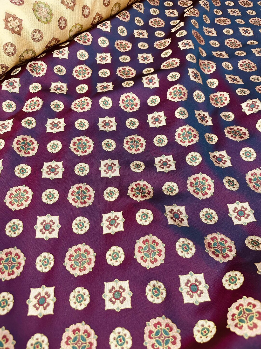 琵琶宝相小团花咖色三马宋锦全丝名家宋锦宋锦手作做包包发夹葫芦