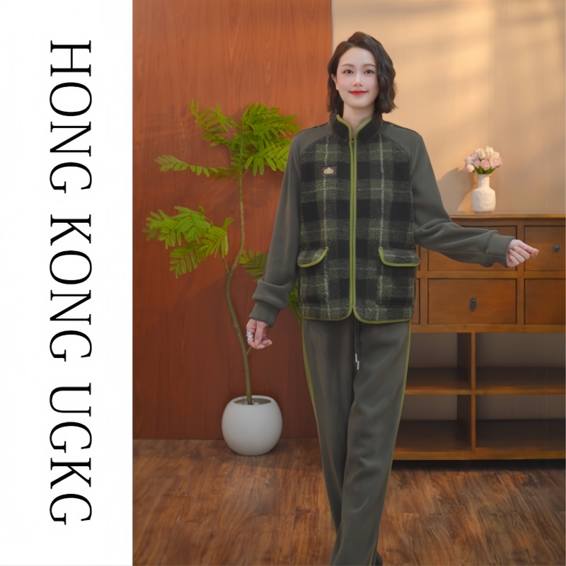 香港UG&KG秋冬款中年妈妈时尚休闲套装外套长袖休闲两件套KJ-7325