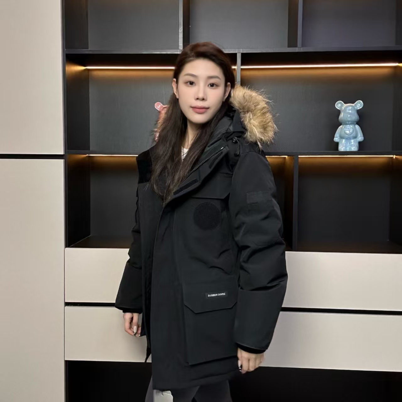 Fashion Goose08远征情侣中长款羽绒服男女派克冬季加厚Aurora