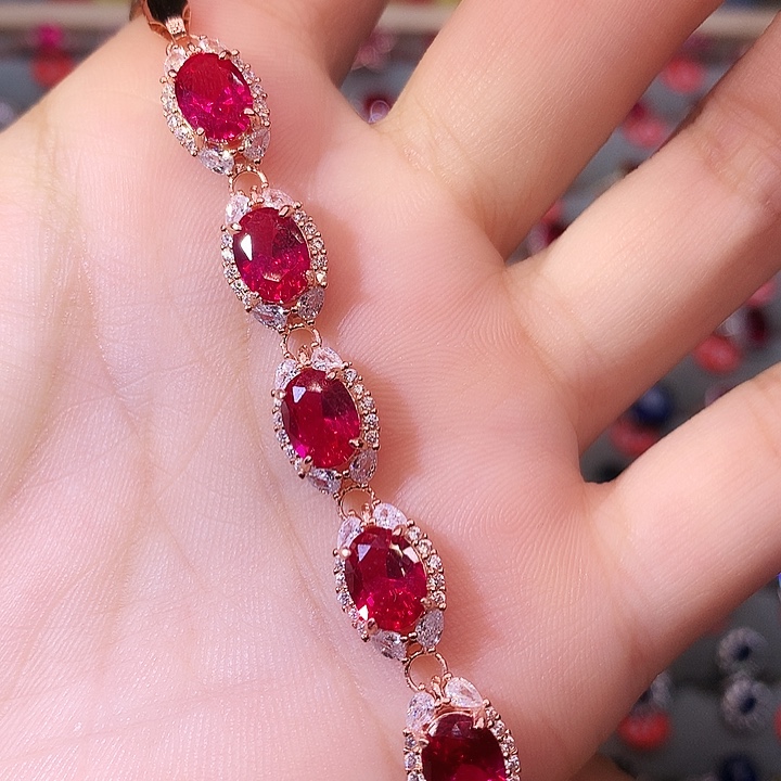 红宝石手链银S925镶嵌