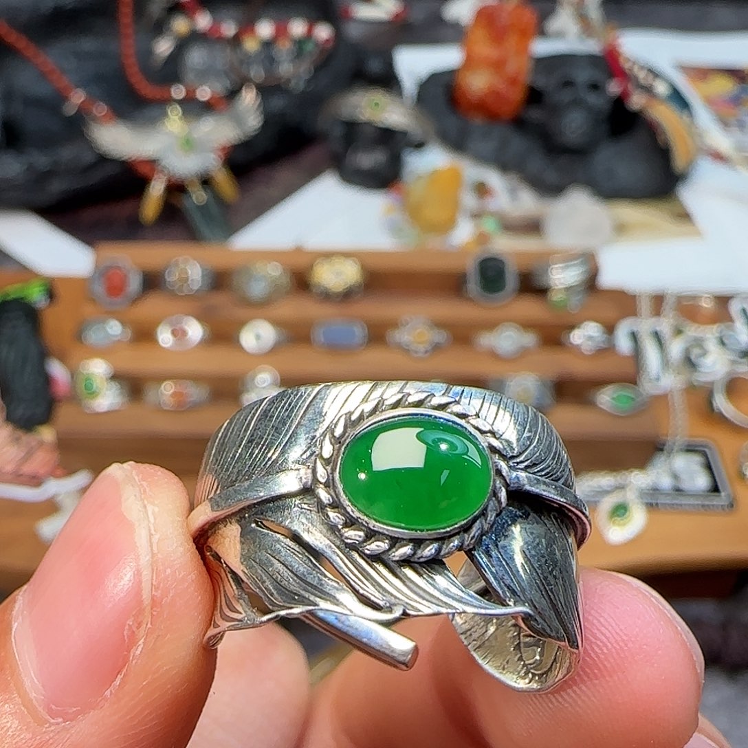 昆***翡翠银S925镶嵌戒指
