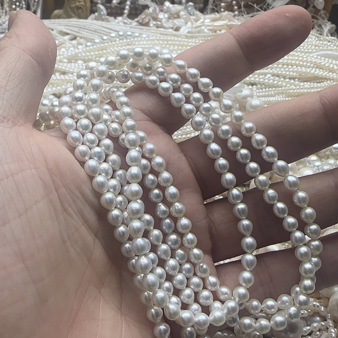 小***糊半成品未镶嵌淡水珍珠卡5mm近圆珍珠（80）