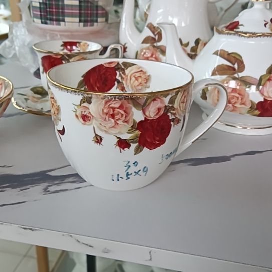 6只装新疆西藏包邮金秋玫瑰手工拍金500毫升大早餐杯