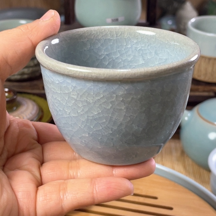 汝州原矿釉汝瓷杯子冰片全品