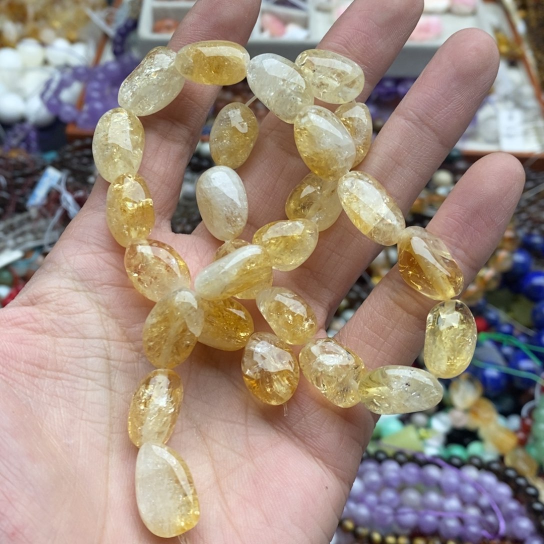 玛瑙/玉髓未镶嵌珠宝半成品一条天然黄塔晶随行A99