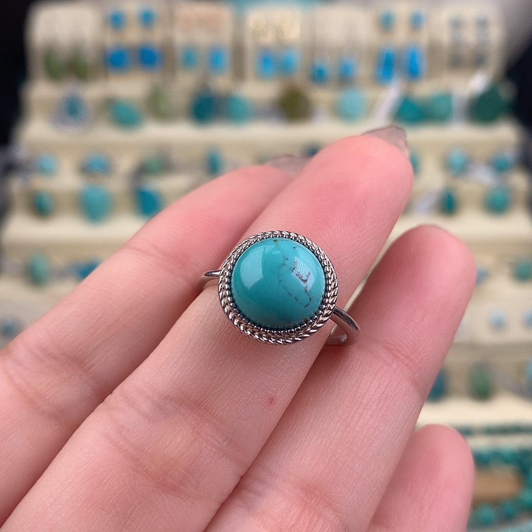 绿松石银S925镶嵌戒指