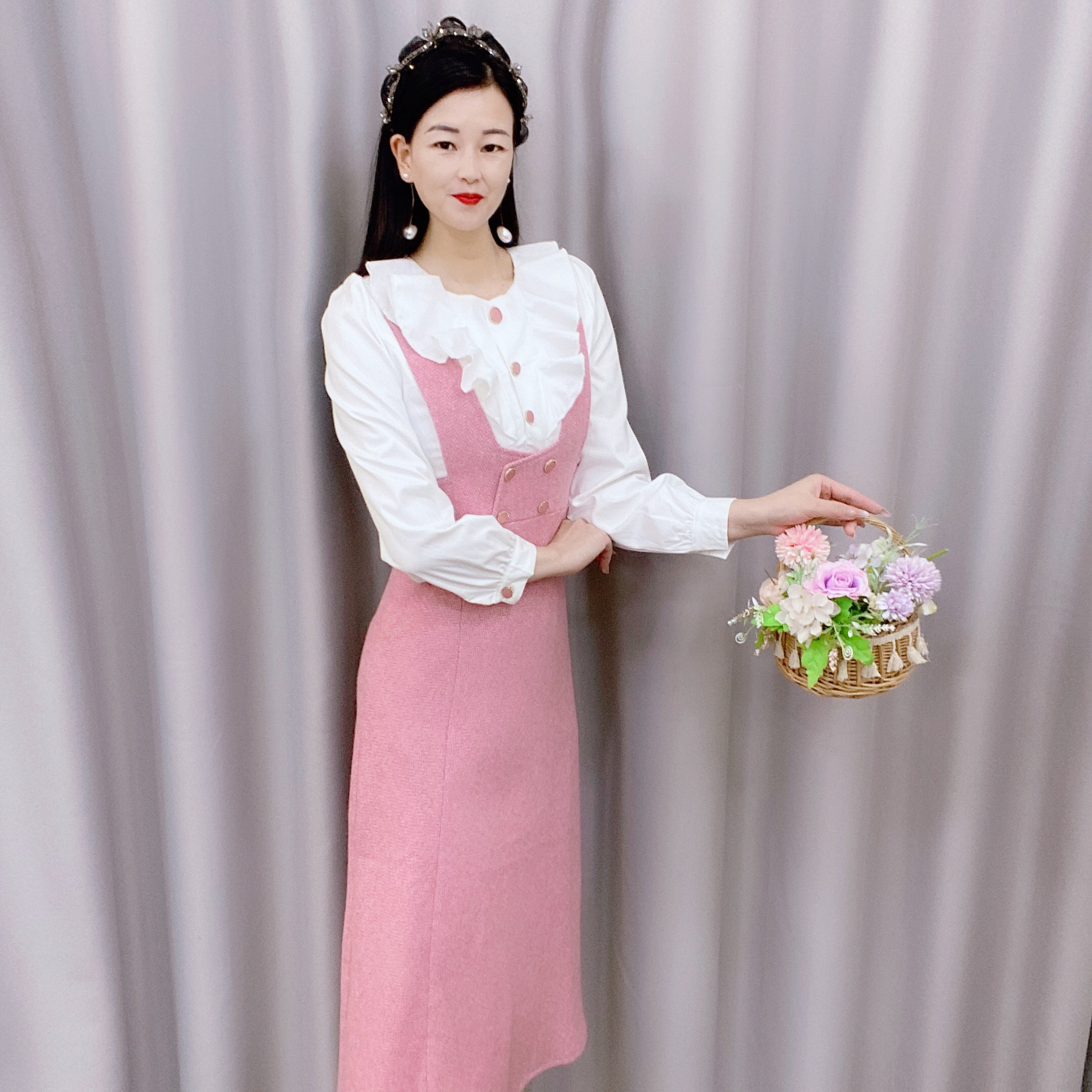 法式修身显瘦高级感小香风气质假两件连衣裙