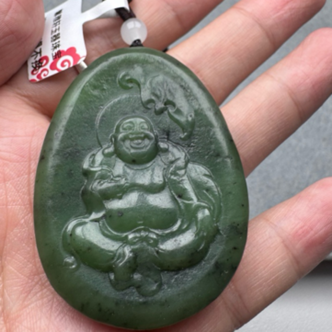 天然和田玉碧玉佛挂牌吊坠