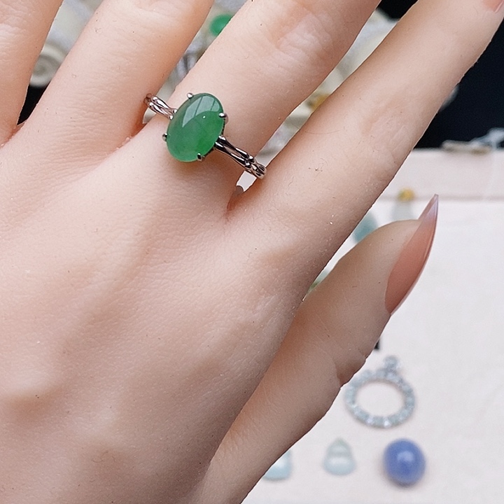 翡翠银S925镶嵌戒指111115