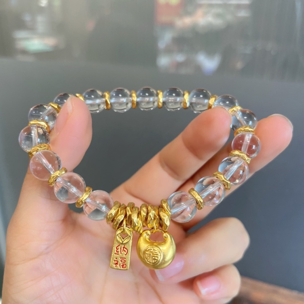 足金纯黄金999整圈盘缠胖福招财纳福配件个性搭配送人礼物白色