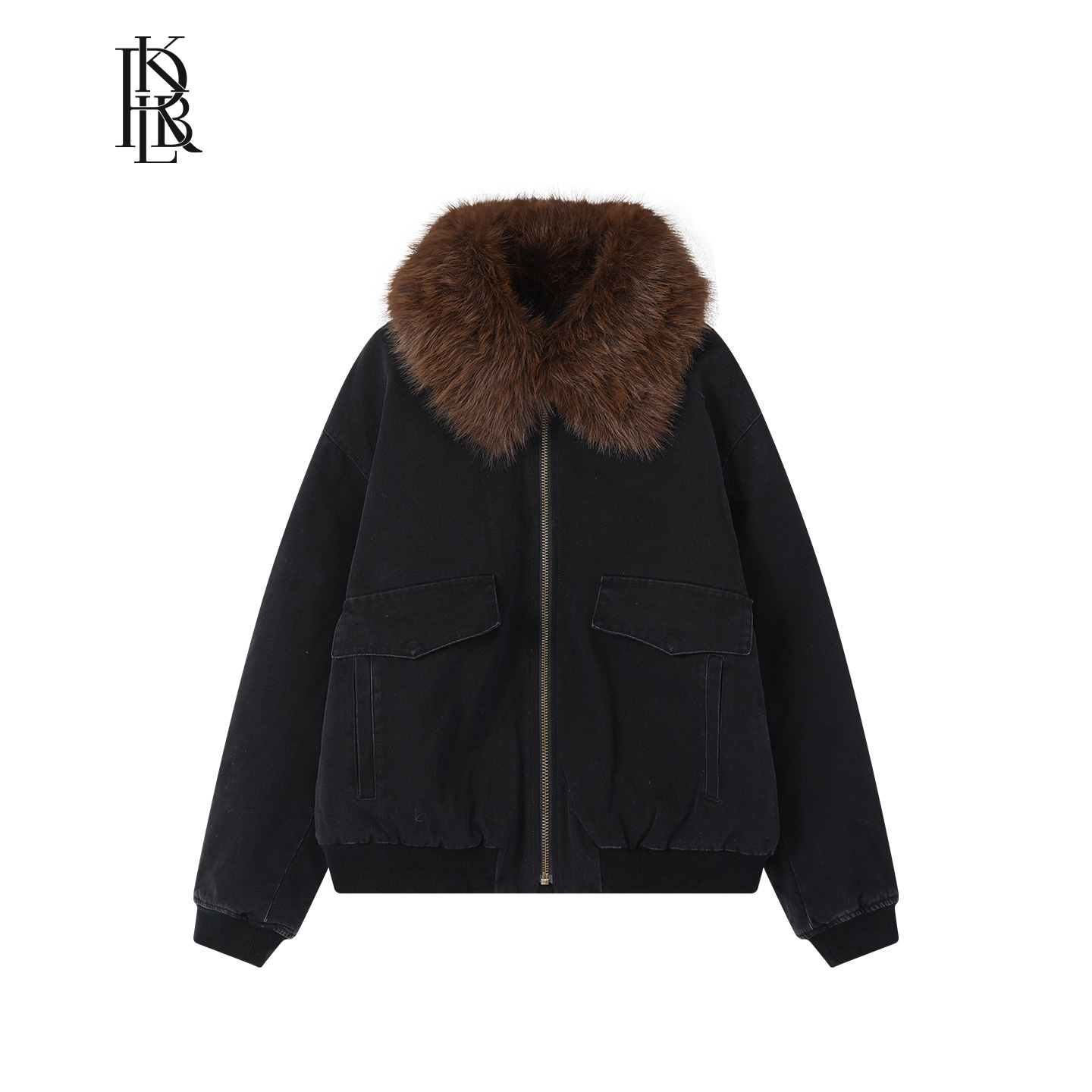 日本面料 蓝布屋14.5盎司重磅帆布座山雕毛领加厚棉服KRBLCOT286