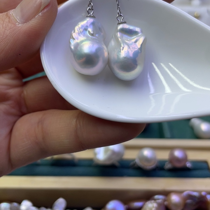 淡水珍珠耳饰银S925镶嵌