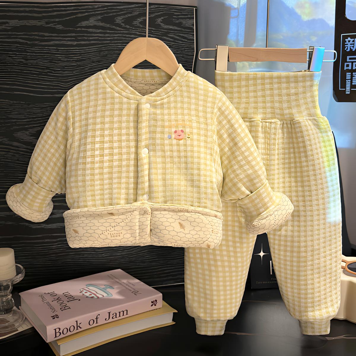 2025冬季婴儿棉服加厚宝宝棉袄棉裤保暖高腰两件套儿童家居开衫
